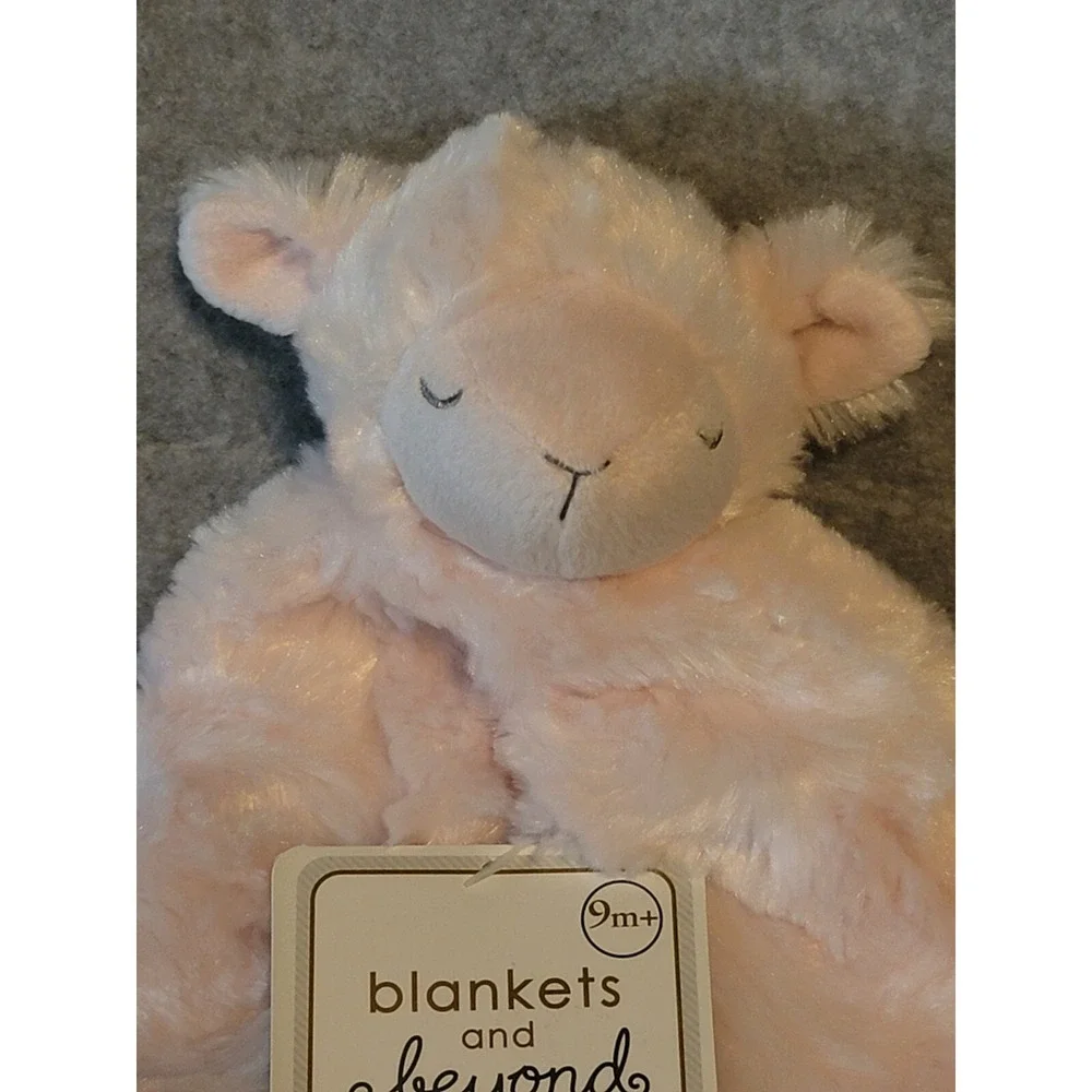 NWT Blankets & Beyond Pink Sleeping Bunny Rabbit Lovey Security Blanket